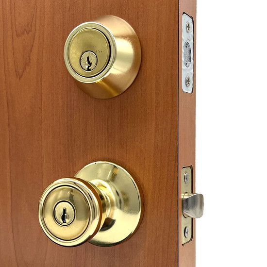 Entry Lock & Deadbolt Combo 67767 |MFS Supply - 3/4 View Outside of Door